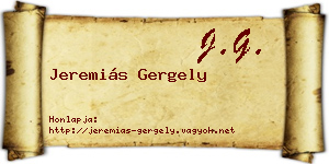 Jeremiás Gergely névjegykártya